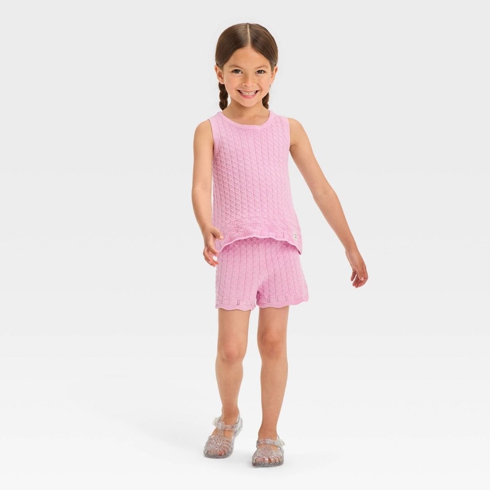 Grayson Mini Toddler Girls' Crochet Tank and Pull-On Shorts 2 Piece Set Size 4T - Picture 2 of 8